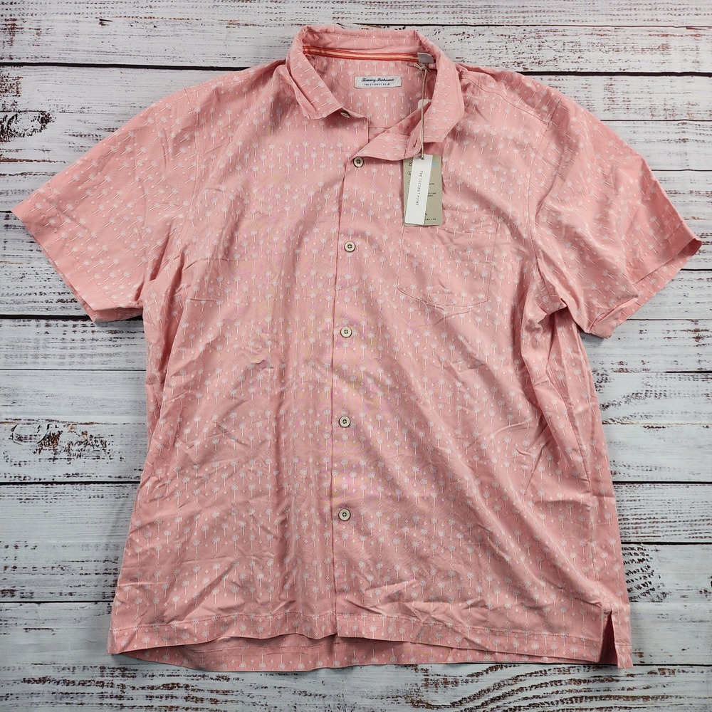 Tommy Bahama Coconut Point Geo Fronds IslandZone Shirt Men's XXL NWT Coral Reef